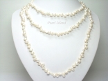 57 Inch Ardent White Baroque Pearl Rope Necklace 6-7mm
