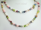 Ardent Green Pink White Blue Grey Baroque Pearl Long Necklace 6-10mm_43inch