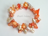 Ardent Dark Orange Ivory Baroque & Blister Pearl Bracelet 4-15mm Ardent Dark Orange Ivory Baroque & Blister Pearl Bracelet 4-15mm