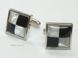 Mother of Pearl - Black & White Small Square Cufflinks Mother of Pearl - Black & White Small Square Cufflinks