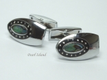 Mother of Pearl - Greenish & Black Oval Cufflinks Mother of Pearl - Greenish & Black Oval Cufflinks