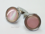 Mother of Pearl - Pink Round Cufflinks 2 Mother of Pearl - Pink Round Cufflinks 2