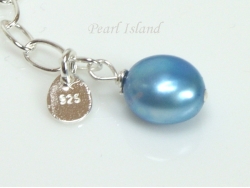 Royal Blue Pearl & Sterling Silver Extension Chain