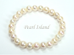 Classic White Roundish Pearl Elastic Bracelet 7-8mm