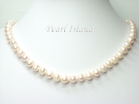 Classic White Roundish Pearl Necklace 8-8.5mm