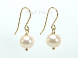 9ct Gold Freshwater White Pearl Drop Earrings 8-9mm