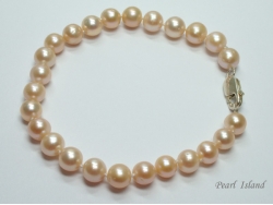 Classic Peach Roundish Pearl Bracelet 7-7.5mm