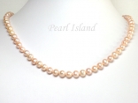 Classic Peach Roundish Pearl Necklace 7-7.5mm