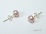 Classic Lavender Roundish Pearl Stud Earrings 5-6mm