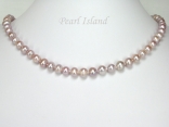 Classic Lavender Roundish Pearl Necklace 6-7mm