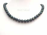 Classic Peacock Black Near Round Pearl Necklace 8-8.5mm