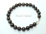 Classic Gun-Metal Grey Black Roundish Pearl Bracelet 7-8mm