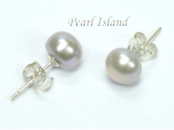 Classic Grey Pearl Stud Earrings 6-7mm 