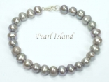 Classic Grey Roundish Pearl Bracelet 7-7.5mm