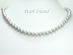 Classic Silver Grey Freshwater Pearl Necklace 7-7.5mm