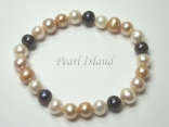 Harmony Sandy LBW Roundish Pearl Elastic Bracelet 7-8mm