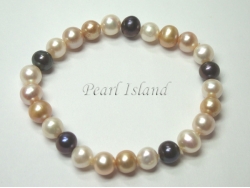 Harmony Sandy LBW Roundish Pearl Elastic Bracelet 7-8mm