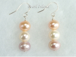 Harmony Lavender Peach White Roundish Pearl Earrings_7-8mm