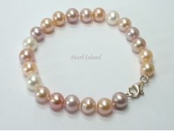 Harmony Lavender Peach White Roundish Pearl Bracelet_7-8mm