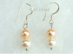 Harmony Peach White Roundish Pearl Earrings_6-7mm