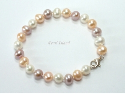Harmony Lavender Peach White Roundish Pearl Bracelet_6-7mm
