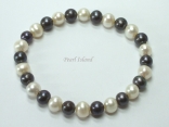 Harmony White Black Pearl Elastic Bracelet 7-8mm