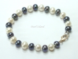 Harmony Black White Roundish Pearl Bracelet 7-8mm