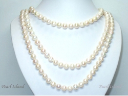 64 Inch Countessa White Circle Pearl Long Rope Necklace 9-10mm