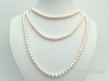 65 Inch Countessa Cream White Near Round Pearl Long Rope Necklace 7-7.5mm