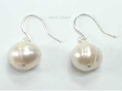 Countessa White Roundish Circle Pearl Earrings 9-10mm