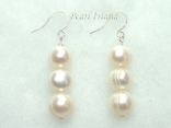 Countessa White Circle Pearl Earrings with 3 pearls