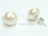 Countessa White Round Pearl Stud Earrings 10-11mm