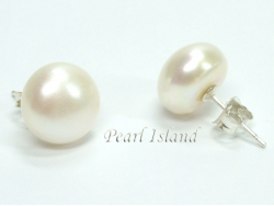 Countessa White Round Pearl Stud Earrings 10-11mm