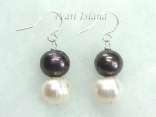 Countessa Black White Circle Pearl Earrings 