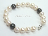 Countessa Black White Circle Pearl Bracelet 9-10mm