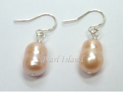 Countessa Peach Baroque Pearl Earrings 7x9mm