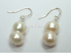 Countessa White Baroque Pearl Earrings 7x9mm