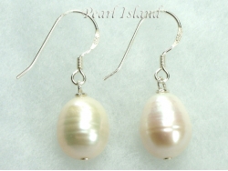 Countessa Large White Oval Pearl Earrings (12mm) 
