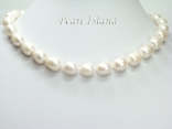 Countessa Large White Oval Pearl Necklace (12mm) with extension chain