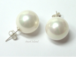 Utopia White Shell Pearl Stud Earrings 14mm