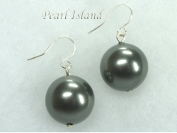 Utopia Gun-metal Grey Shell Pearl Earrings 14mm