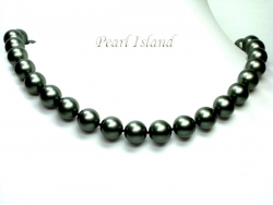 Utopia Dark Gun-metal Grey Shell Pearl Necklace 14mm