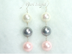 Utopia Pink Grey White Shell Pearl Earrings
