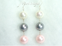 Bridal Pearls - Utopia Pink Grey White Shell Pearl Earrings