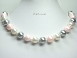Utopia Pink Grey White Shell Pearl Necklace