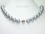 Utopia Silver Grey Shell Pearl Necklace with Magnetic Clasp