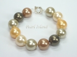 Utopia Brown Gun-metal Grey Orange Shell Pearl Bracelet