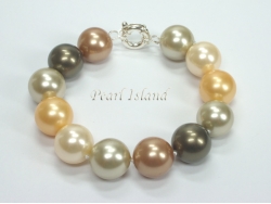 Utopia Brown Gun-metal Grey Orange Shell Pearl Bracelet