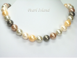 Utopia Brown Gun-metal Grey Orange Shell Pearl Necklace