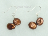 Princess Brown Keshi Pearl Earrings 8-9mm with 2 Pearls